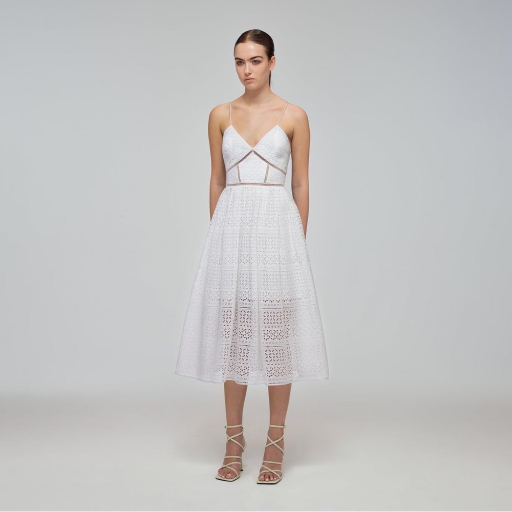 NWT self-portrait mixed broderie azalea midi dress